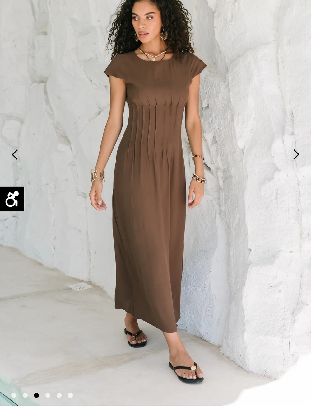 bohme Brown Pleated Maxi Dress